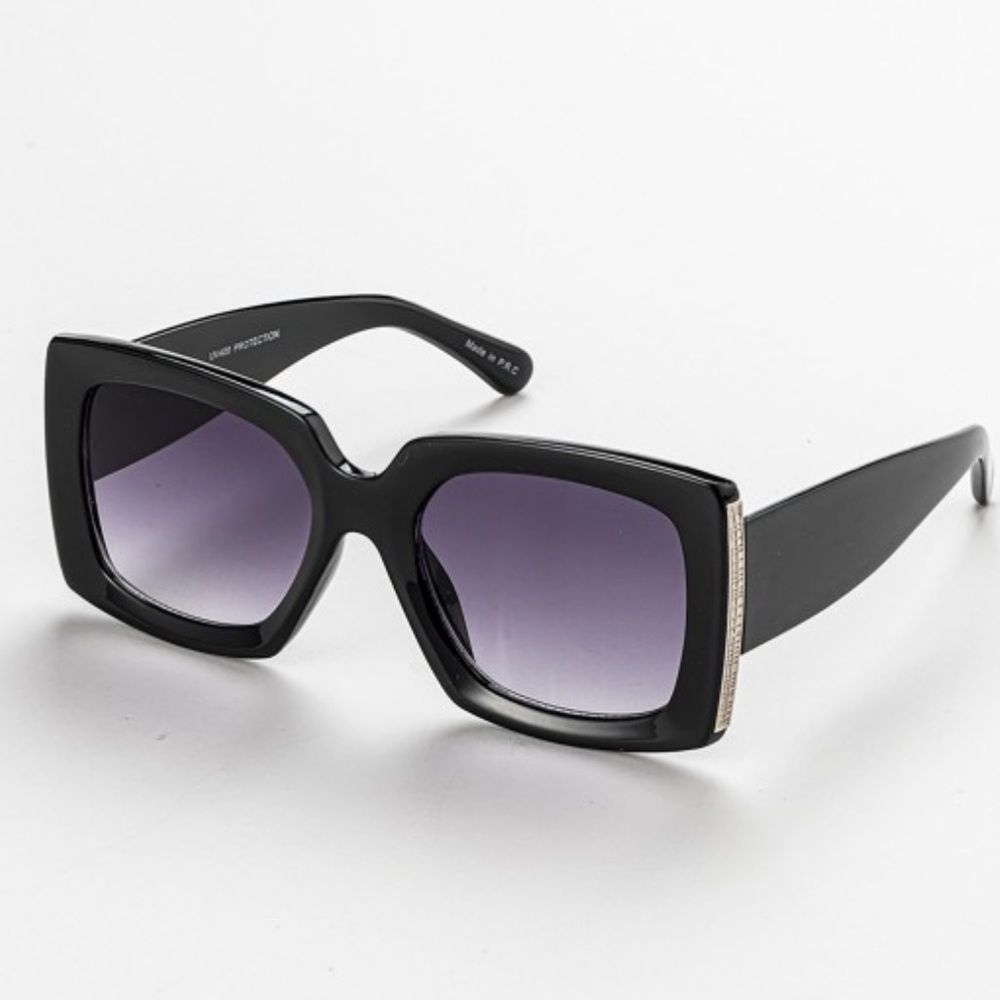 Black Oversized Glitter Detail Sunglasses 2 pack